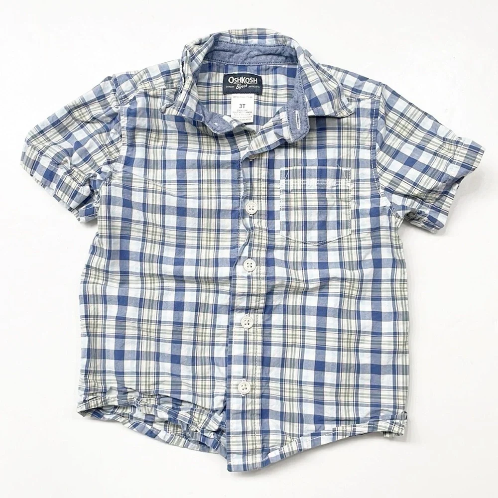 OshKosh B’gosh toddler boys plaid short sleeve button down shirt